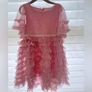 Mini Boden Pink Star Accent Ruffle Dress